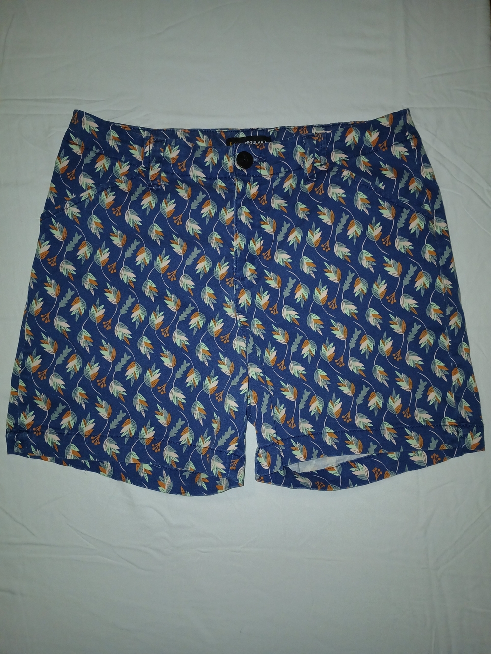 Lee Womens Blue Tropical Print Mid Rise Shorts